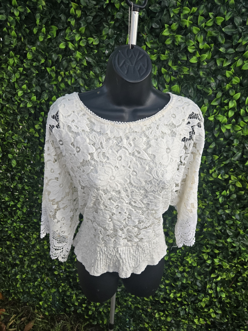 Lauren Michelle Cream Lace Crochet Blouse